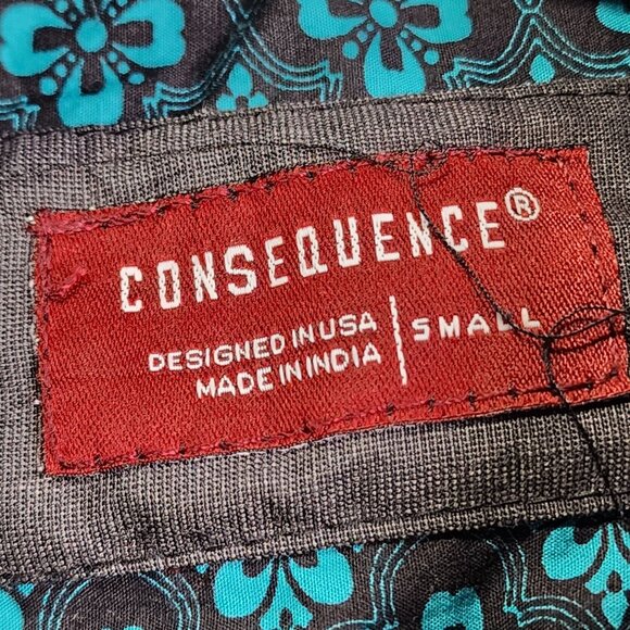 Consequence Mens Small Turquoise Black Long Sleeve Button-Up Shirt - Picture 3 of 12